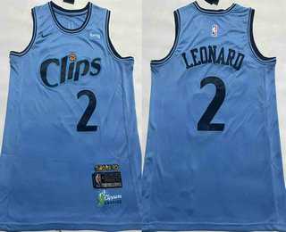 Mens Los Angeles Clippers #2 Kawhi Leonard Light Blue 2024 City Icon Sponsor Swingman Jersey